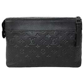 Louis Vuitton-Louis Vuitton Monogram Shadow Pochette Voyage Clutch-Black