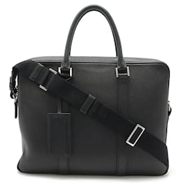 Prada-Prada Leather Triangle Logo Briefcase-Black