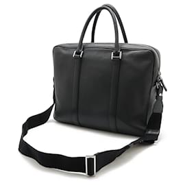 Prada-Prada Leather Triangle Logo Briefcase-Black