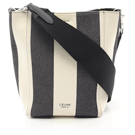 Céline-Celine Sangle Bucket Small Canvas Shoulder Bag-Black