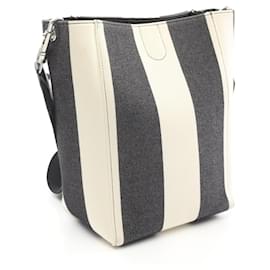 Céline-Celine Sangle Bucket Small Canvas Shoulder Bag-Black