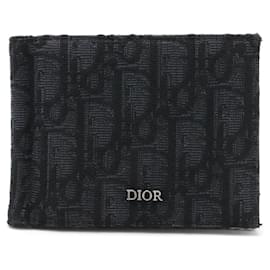 Dior-Dior Oblique Jacquard Canvas Leather Bifold Wallet-Black