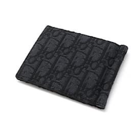 Dior-Dior Oblique Jacquard Canvas Leather Bifold Wallet-Black