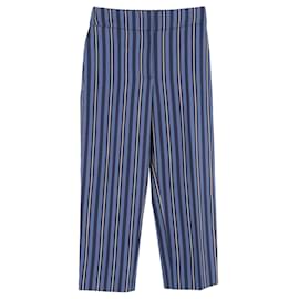 Burberry-Burberry Striped Blend Cropped Trousers In Blue Wool-Blue