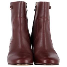 Salvatore Ferragamo-Bottines à détail de boucle Otello Ferragamo en cuir bordeaux-Rouge,Bordeaux