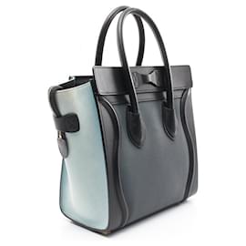Céline-Celine Luggage Micro Shopper Tote Bag Leather Suede-Green