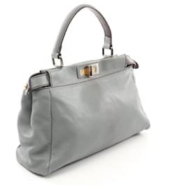 Fendi-Fendi Peekaboo Leather Handbag-Blue