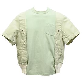 Camiseta panelada Sacai en algodón verde Verde