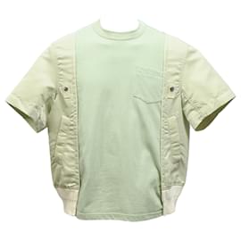 Sacai-T-shirt à panneaux Sacai en coton vert-Vert