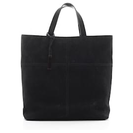 Gucci-Gucci Suede Leather Tote Bag Black-Black