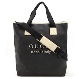 Gucci-Gucci Logo Large 2WAY Tote Bag PVC/Leather-Black