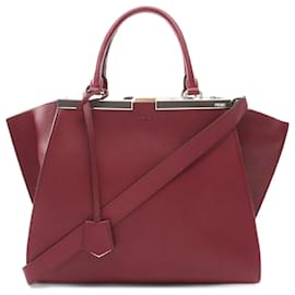 Fendi-Fendi 3Jours Leather Handbag Bordeaux-Brown