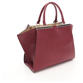 Fendi-Fendi 3Jours Leather Handbag Bordeaux-Brown