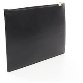 Yves Saint Laurent-Yves Saint Laurent Leather Clutch Bag-Black