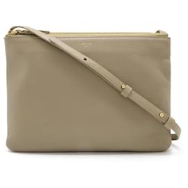 Céline-Celine Trio Large Lambskin Shoulder Bag-Grey