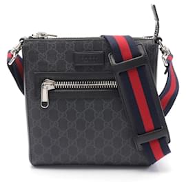 Gucci-Gucci GG Supreme Small Messenger Bag PVC Coated Canvas Leather-Black
