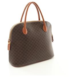Céline-Celine Macadam Handbag PVC Coated Canvas Leather-Brown