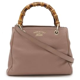 Gucci-Gucci Bamboo Leather Small Shopper Tote Bag-Pink