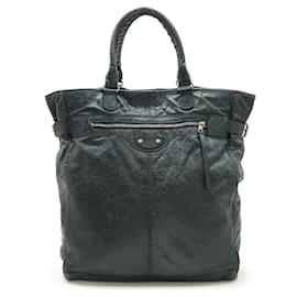 Balenciaga-Sac à main en cuir hexagonal classique Balenciaga-Gris