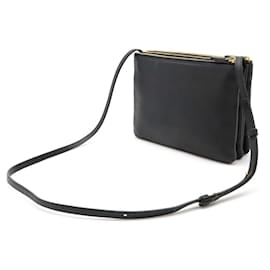 Céline-Celine Trio Large Leather Shoulder Bag Black-Black
