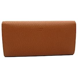 Fendi-Fendi Peekaboo Leather Long Wallet-Brown