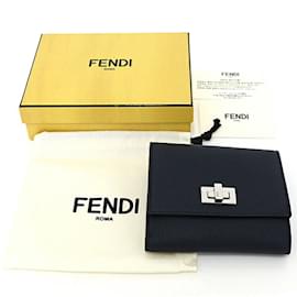 Fendi-Fendi Peekaboo Bi-fold Wallet in Navy-Navy blue