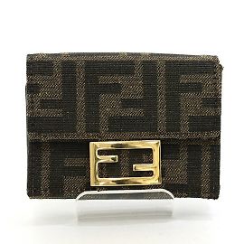 Fendi Baguette Micro Tri-fold Wallet Brown