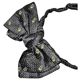 Alexander Mcqueen-Authentic Alexander McQueen Black Silk Skull Bow Tie-Black