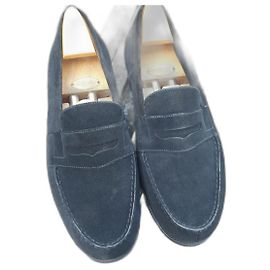 mocassino jm weston in suede nero indossato una volta 7/5F 42,5 largo Nero