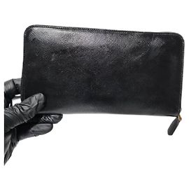 Prada Saffiano Leather Zippy Long Continental Wallet Black Black