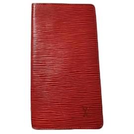 Louis Vuitton-LOUIS VUITTON Epi Leather Checkbook Wallet Red-Red