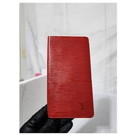 Louis Vuitton-LOUIS VUITTON Epi Leather Checkbook Wallet Red-Red