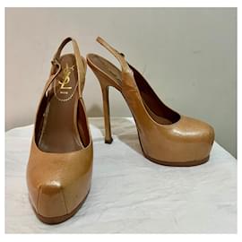 Yves Saint Laurent-Triptoo rose gold slingback pumps-Golden,Metallic