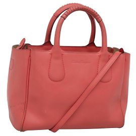 Salvatore Ferragamo Handtasche Leder 2-Wege Rosa Silber Authentisch 118214 Silber Pink
