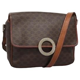 Céline-CELINE Macadam Canvas Shoulder Bag PVC Leather Brown Auth 117431-Brown