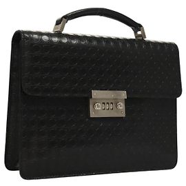 Bolsa de mão em couro preto e prata Gancini da Salvatore Ferragamo Auth BA1103 Preto Prata