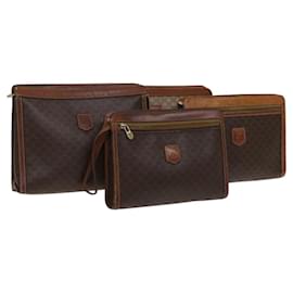 Céline-CELINE Macadam Canvas Clutch Bag PVC Leather 4Set Brown Beige Auth ki5679-Brown,Beige