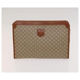 Céline-CELINE Macadam Canvas Clutch Bag PVC Leather 4Set Brown Beige Auth ki5679-Brown,Beige
