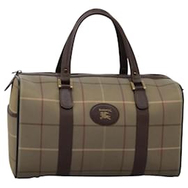 Autre Marque-Burberrys Nova Check Boston Bag Canvas Beige Gold Auth 118252-Beige,Golden