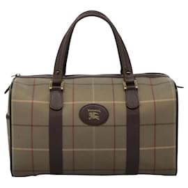 Autre Marque-Burberrys Nova Check Boston Bag Canvas Beige Gold Auth 118252-Beige,Golden