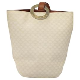 Céline-CELINE Macadam Canvas Circle Shoulder Bag PVC Leather White Auth 117579-White