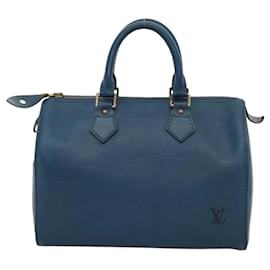 Louis Vuitton-LOUIS VUITTON Epi Speedy 25 Hand Bag Toledo Blue M43015 LV Auth 118080-Blue