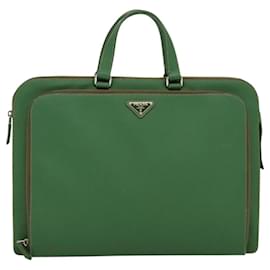 Prada-PRADA Business Bag Safiano leather Green Auth 117857-Green