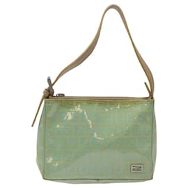 Fendi-FENDI Zucchino Canvas Hand Bag Peppermint Silver Auth bs24337-Silvery,Other