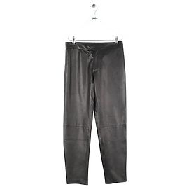 Barbara Bui Black leather straight pants Black