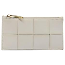 Autre Marque-BOTTEGA VENETA MAXI INTRECCIATO Coin Purse Leather White Gold Auth 118221-White,Golden