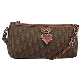Christian Dior-Christian Dior Trotter Canvas Romantic Shoulder Bag PVC Brown Silver Auth 118181-Brown,Silvery