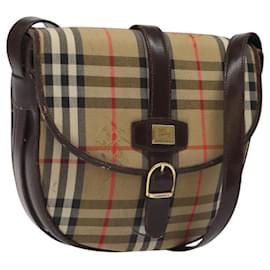 Autre Marque-Burberrys Nova Check Shoulder Bag Canvas Beige Gold Auth bs24272-Beige,Golden