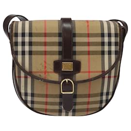 Autre Marque-Burberrys Nova Check Shoulder Bag Canvas Beige Gold Auth bs24272-Beige,Golden
