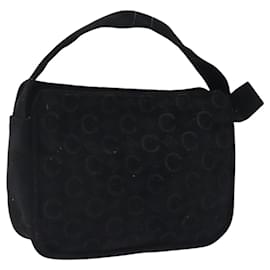 Céline-CELINE C Macadam Canvas Hand Bag Suede Black Gold Auth sw301-Black,Golden